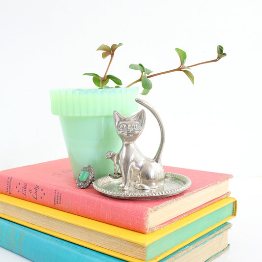 SOLD - Vintage Silver Plated Cat Ring Holder