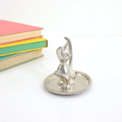 SOLD - Vintage Silver Plated Cat Ring Holder