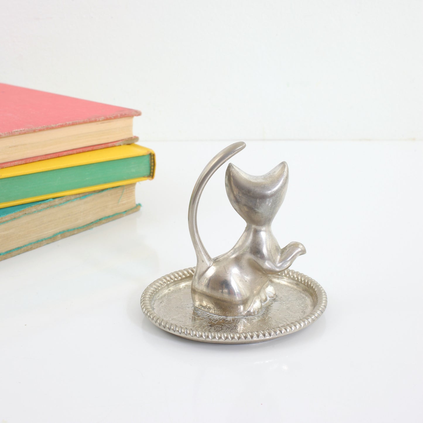 SOLD - Vintage Silver Plated Cat Ring Holder