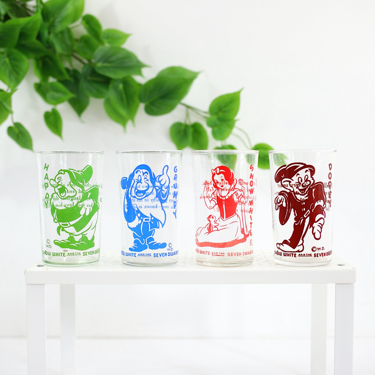 SOLD - Vintage 1930s Snow White & The Seven Dwarfs Drinking Glasses