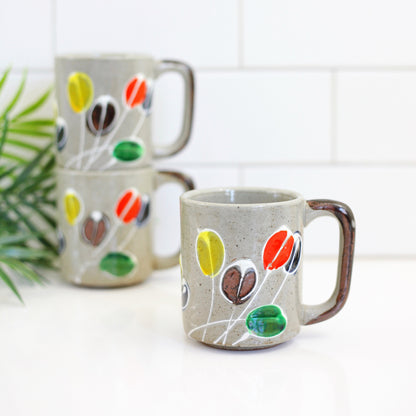 SOLD - Vintage Stoneware Abstract Flower Mug