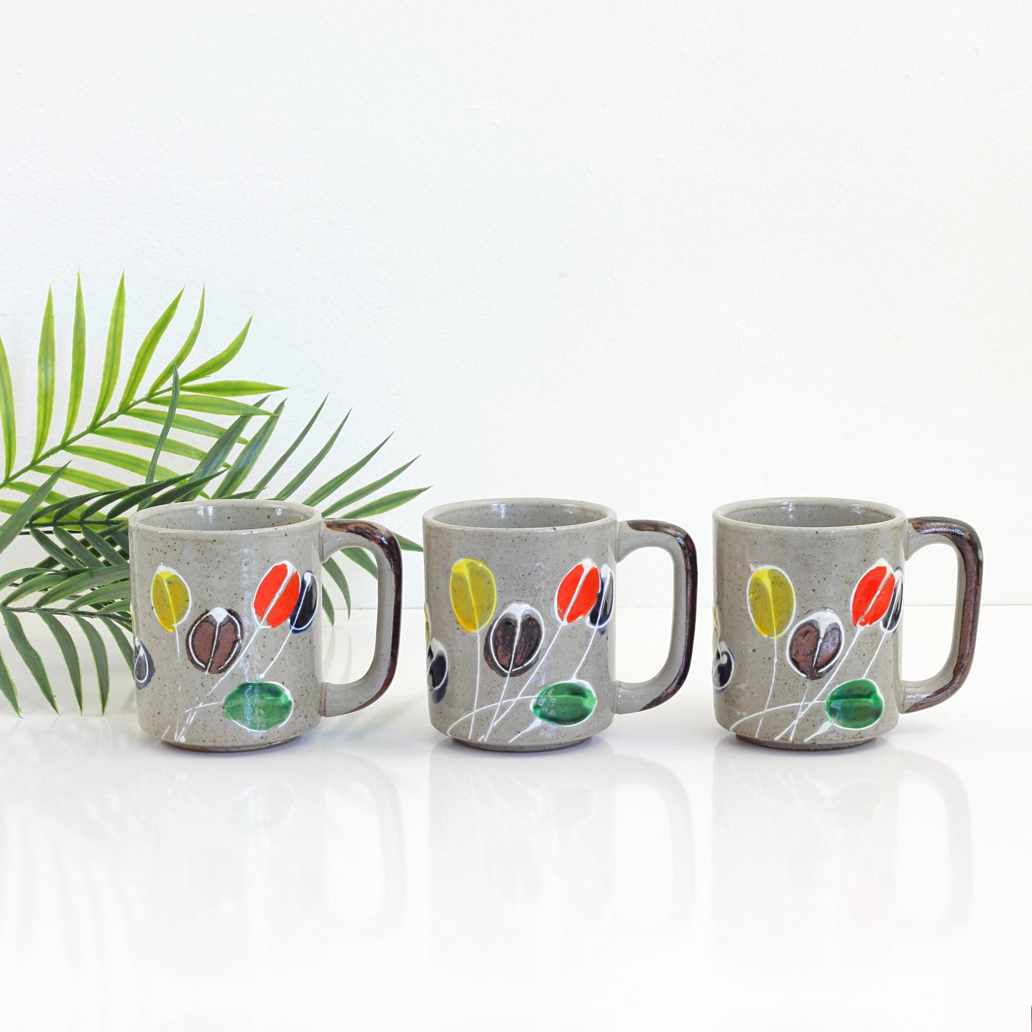 SOLD - Vintage Stoneware Abstract Flower Mug