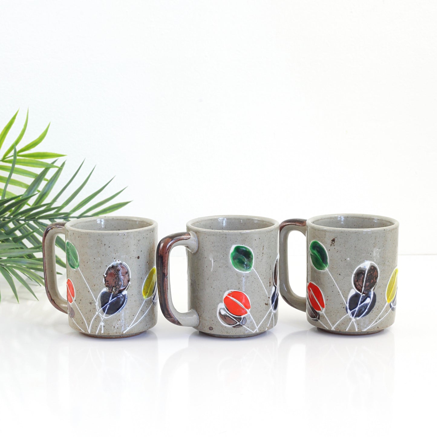 SOLD - Vintage Stoneware Abstract Flower Mug