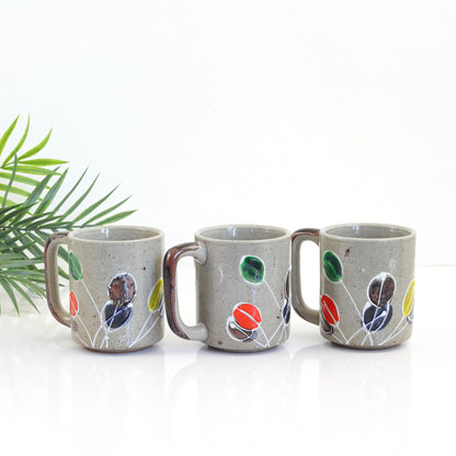 SOLD - Vintage Stoneware Abstract Flower Mug