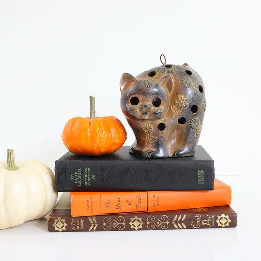 SOLD - Vintage Stoneware Cat Lantern