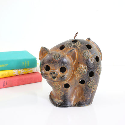SOLD - Vintage Stoneware Cat Lantern
