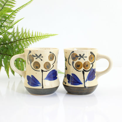 SOLD - Vintage Stoneware Flower Mugs