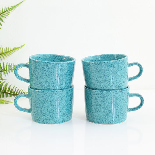 SOLD - Vintage Turquoise Signature Stoneware Speckle Mugs
