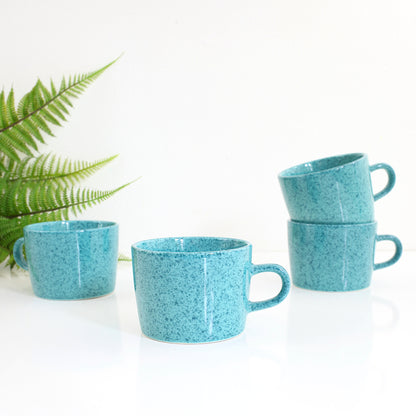 SOLD - Vintage Turquoise Signature Stoneware Speckle Mugs