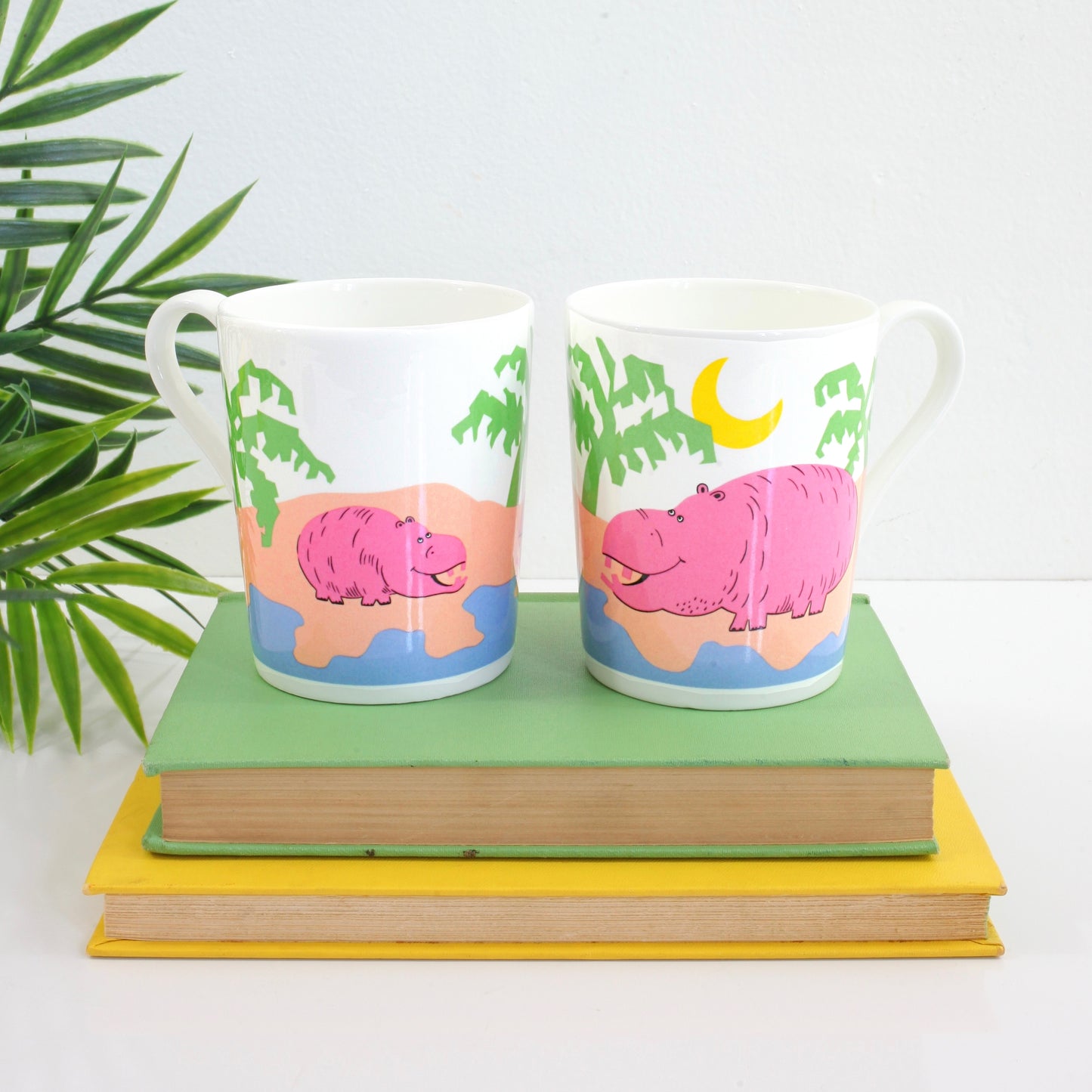 SOLD - Vintage Pink Hippo Mugs by Studio Nova