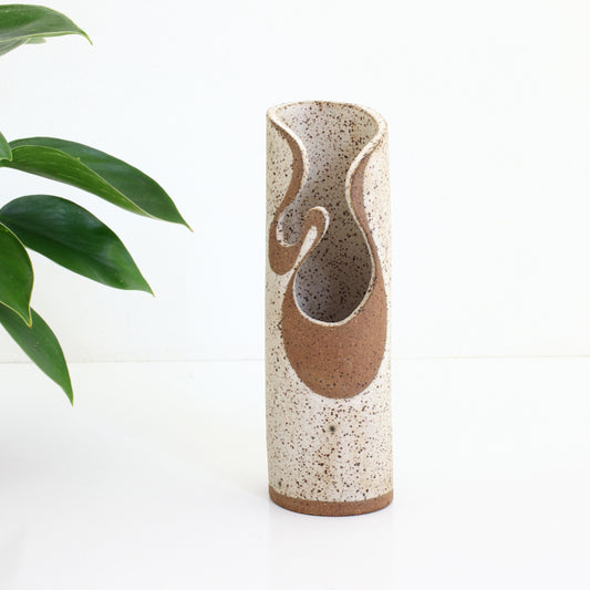 SOLD - Vintage Swirl Cutout Studio Pottery Vase