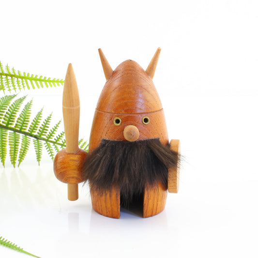 SOLD - Vintage Teak Wood Viking Nut Cracker