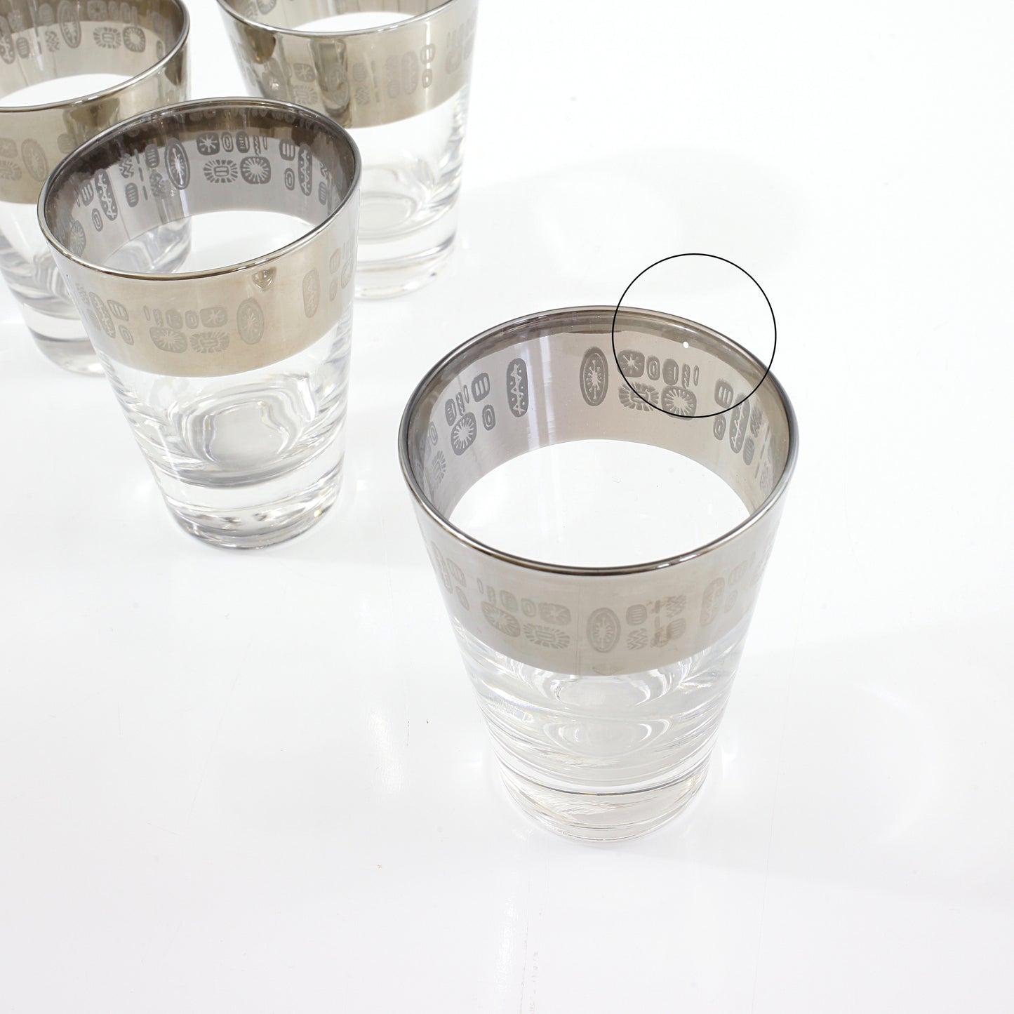 SOLD - Mid Century Modern Temporama Silver Band Cocktail Glasses