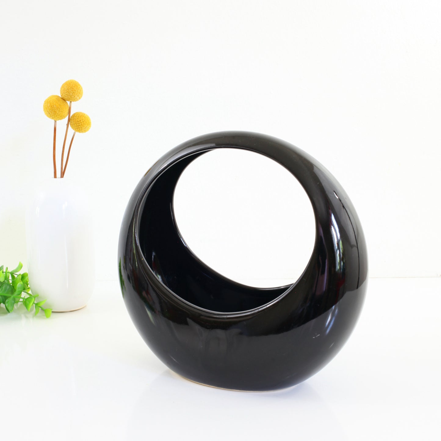 SOLD - Mid Century Modern Toyo Japan Black Ikebana Vase