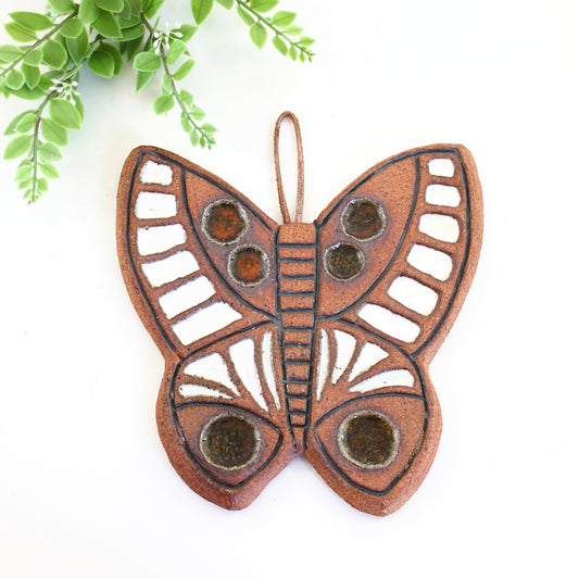 SOLD - Vintage Stoneware Butterfly Trivet by Victoria Littlejohn Ceramics