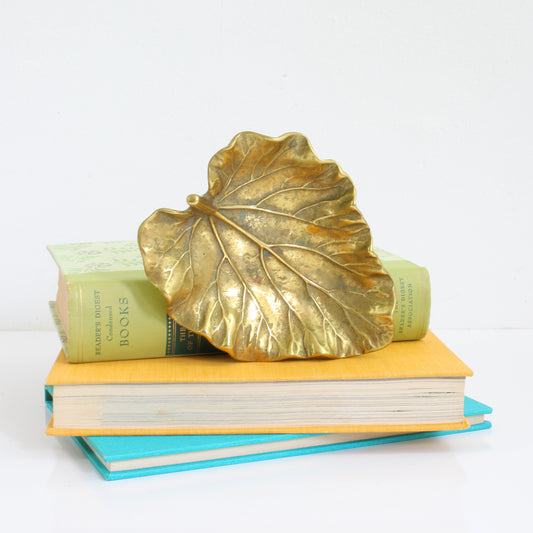 SOLD - Vintage Virginia Metalcrafters Brass Rhubarb Leaf Dish