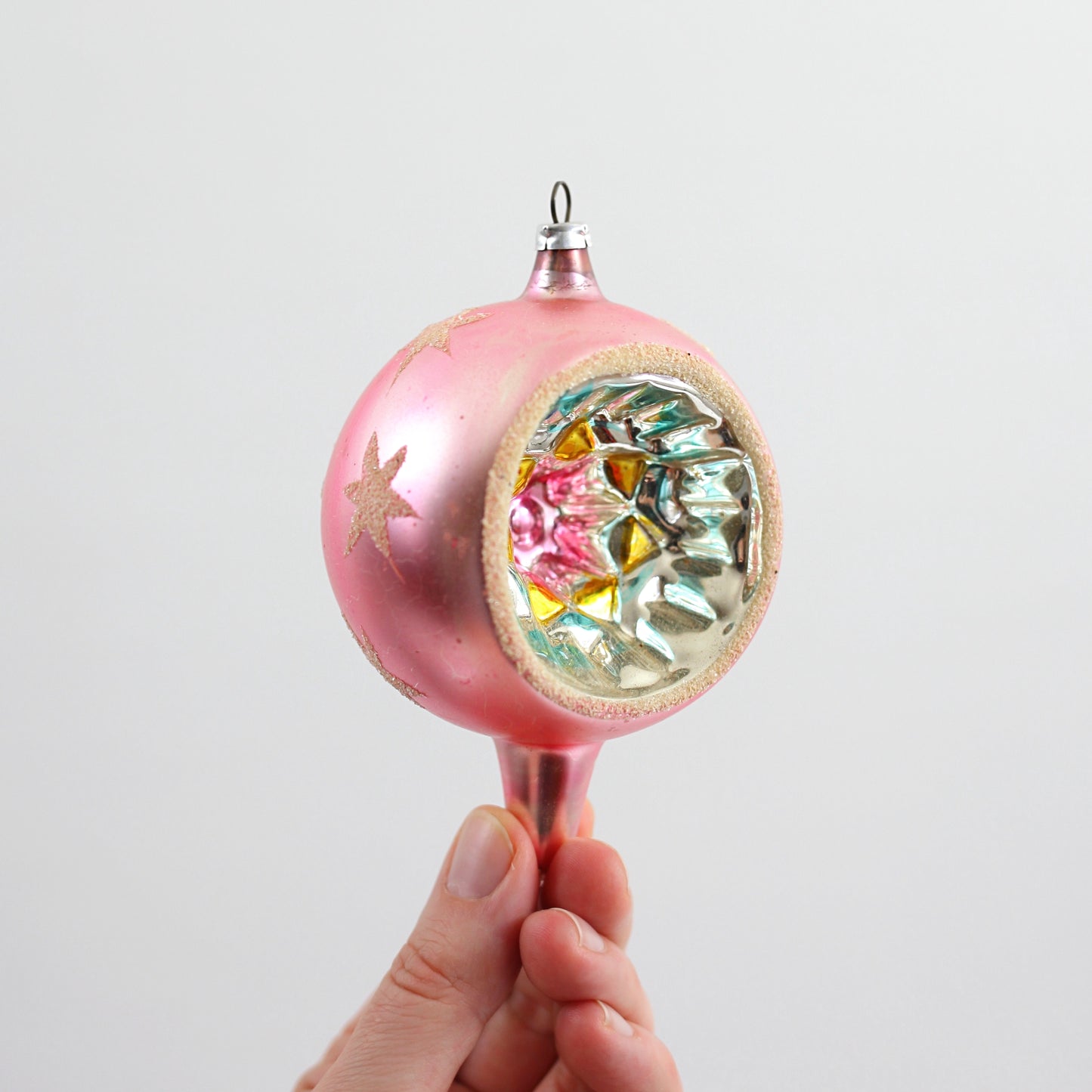 SOLD - Mid Century Pastel Indent Mercury Glass Ornaments