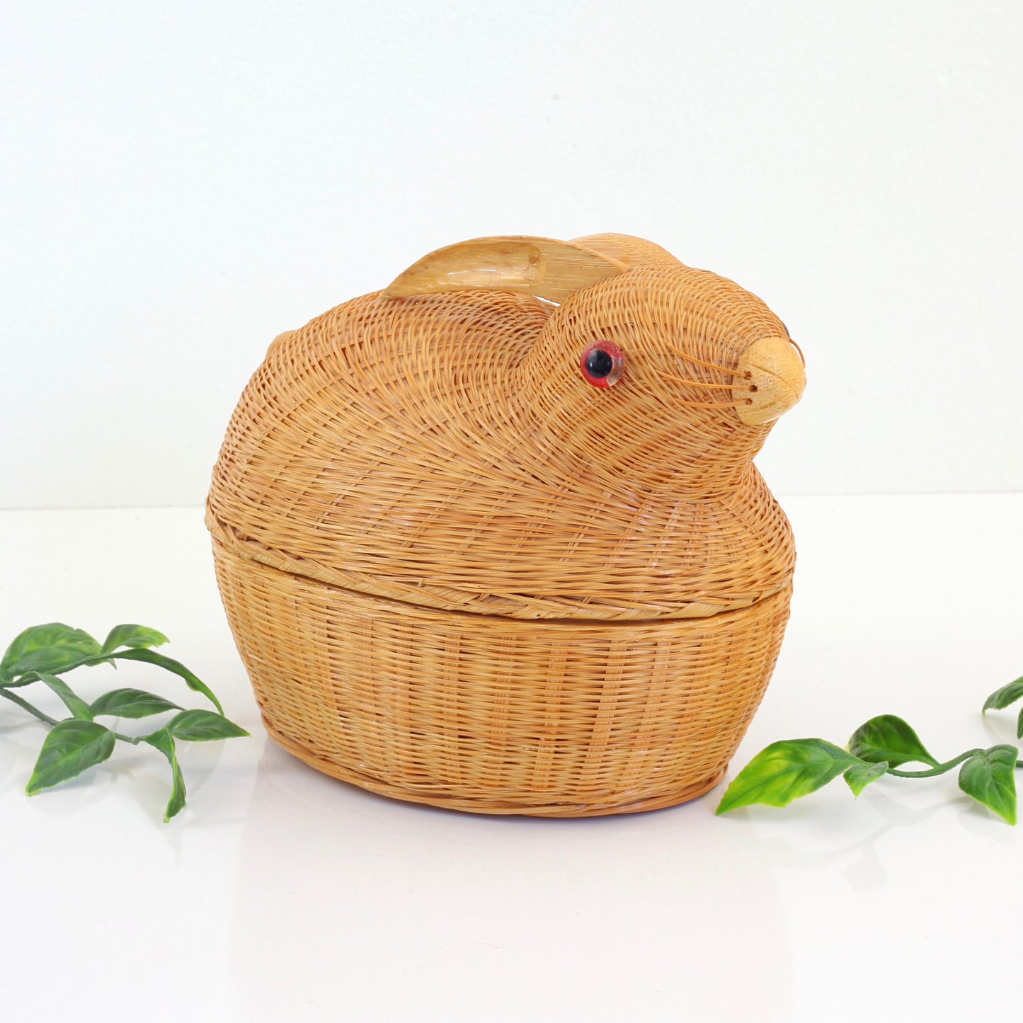 SOLD - Vintage Wicker & Bamboo Rabbit Basket
