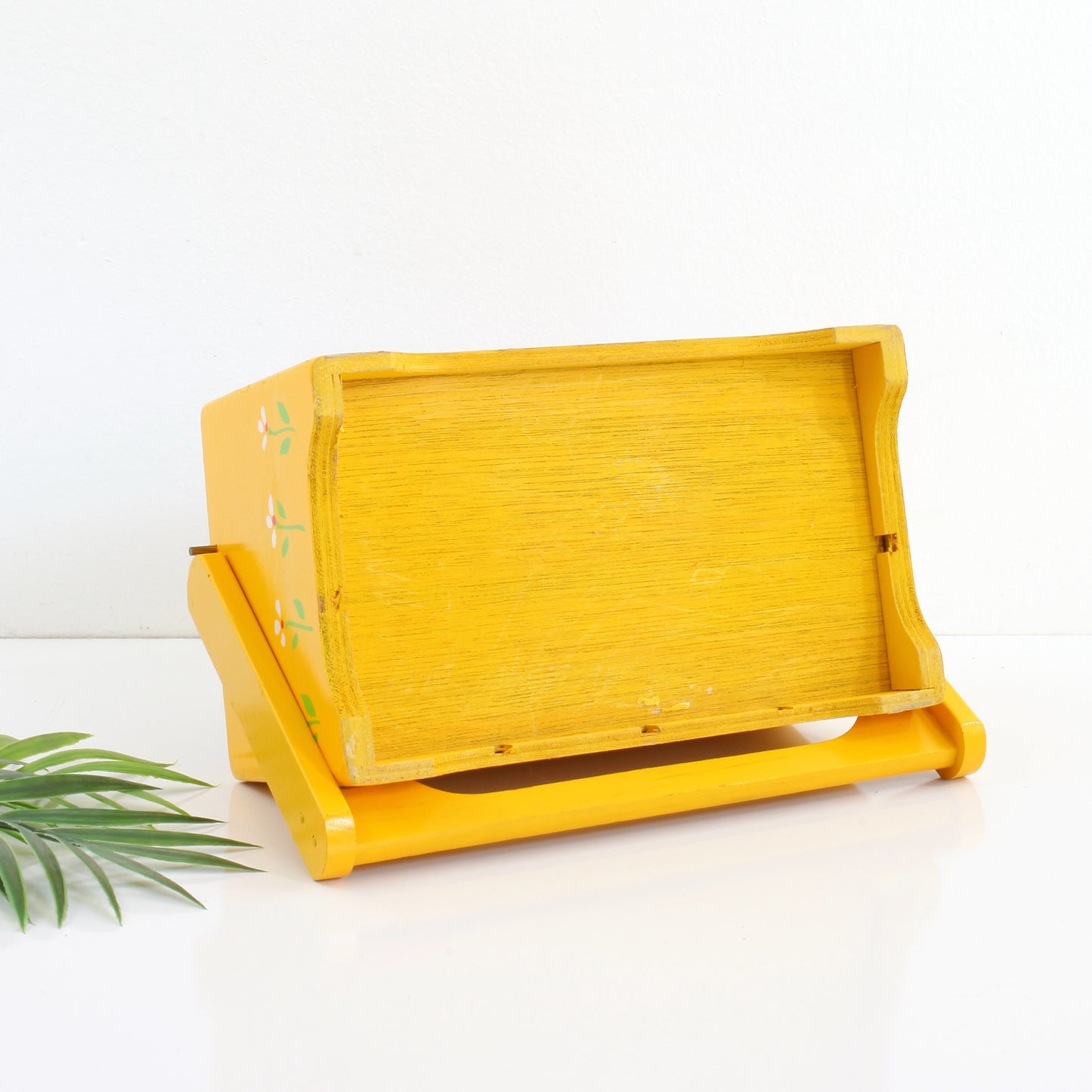 SOLD - Vintage Sunny Yellow Wood Organizer