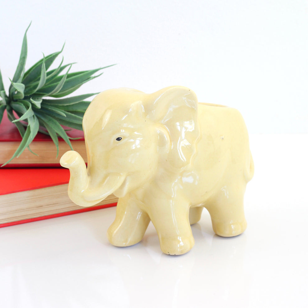 SOLD Vintage McCoy Yellow Elephant Planter Wise Apple Vintage