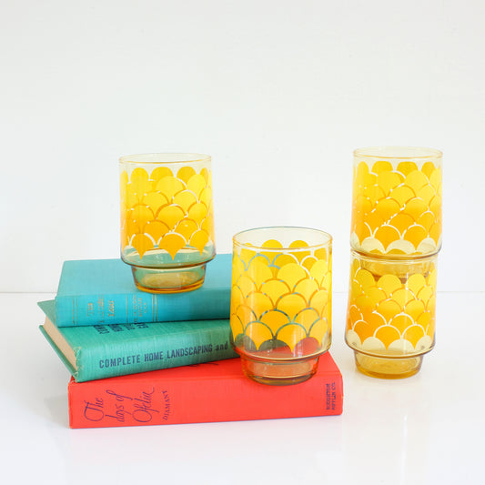 SOLD - Vintage Yellow Orange Ombre Fish Scale Glasses